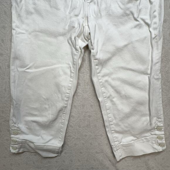 Vtg Y2K Tommy Hilfiger Hipster Capri Jeans White Button Cuff Denim Size 16 - Picture 3 of 10